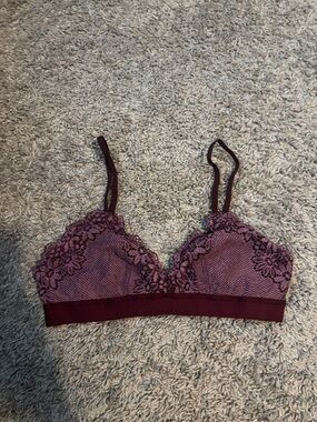 aerie Lace-Trim Bralette in Plum Wine